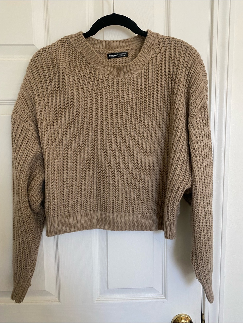 SHEIN Taupe Crewneck Chunky Knit Sweater